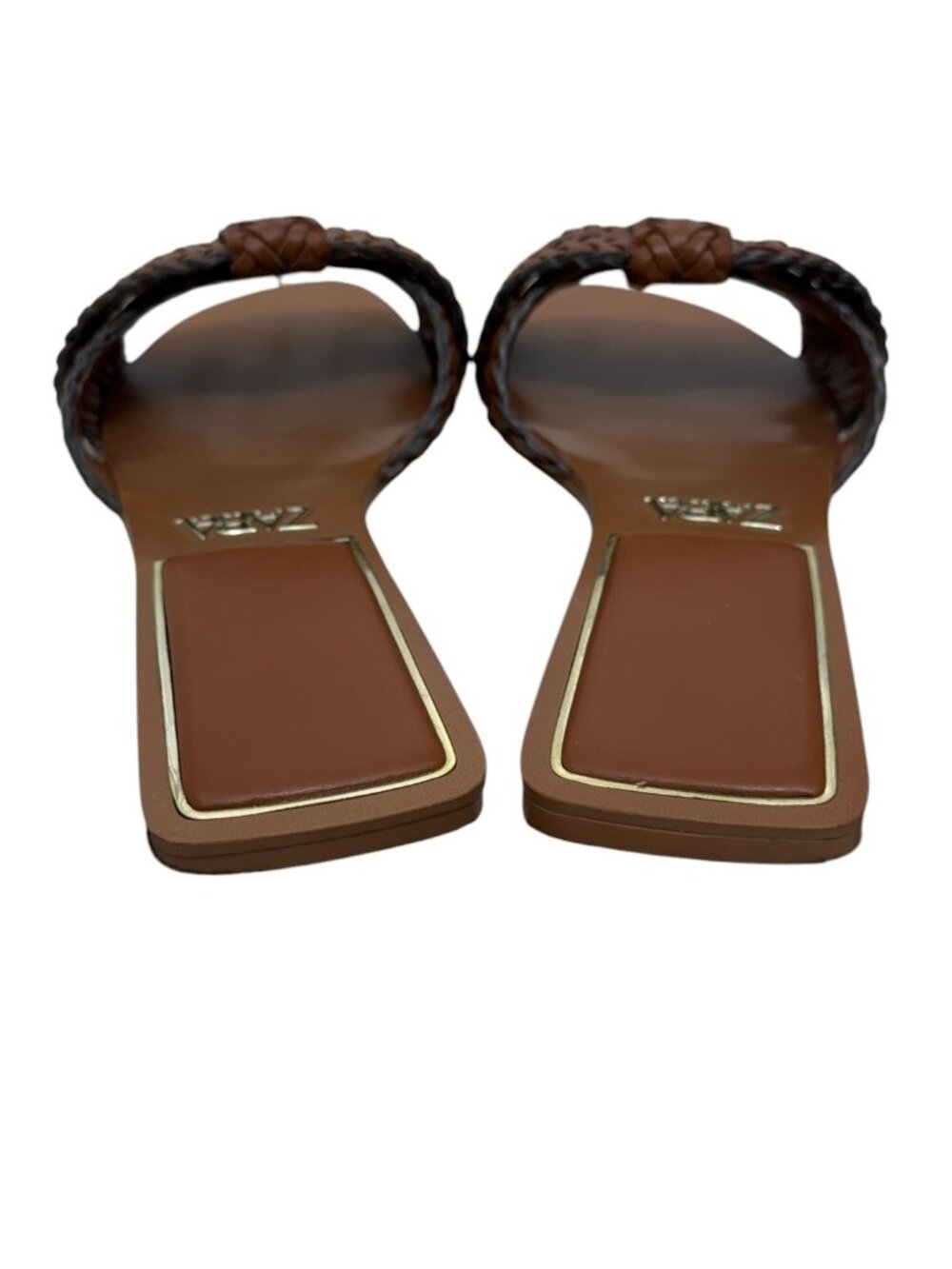 Zara Criss - Criss Cross Braided Leather Slip On Women's Sandals Flats Size 7.5 - Picture 3 of 6